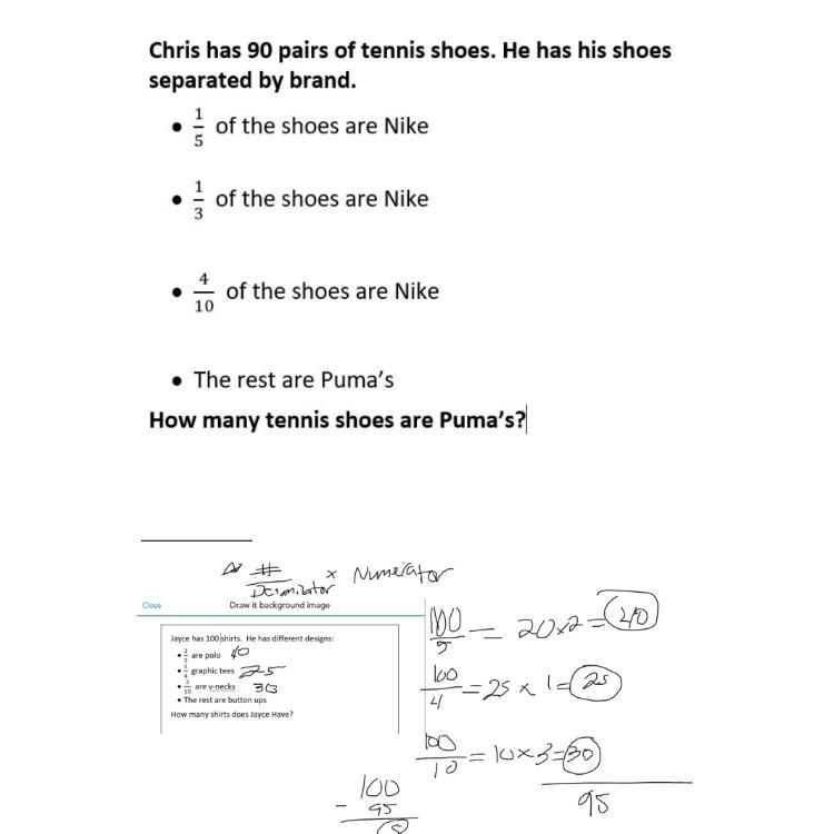 Chris has 90 pairs of tennis shoes . He has his shoes separated-example-1