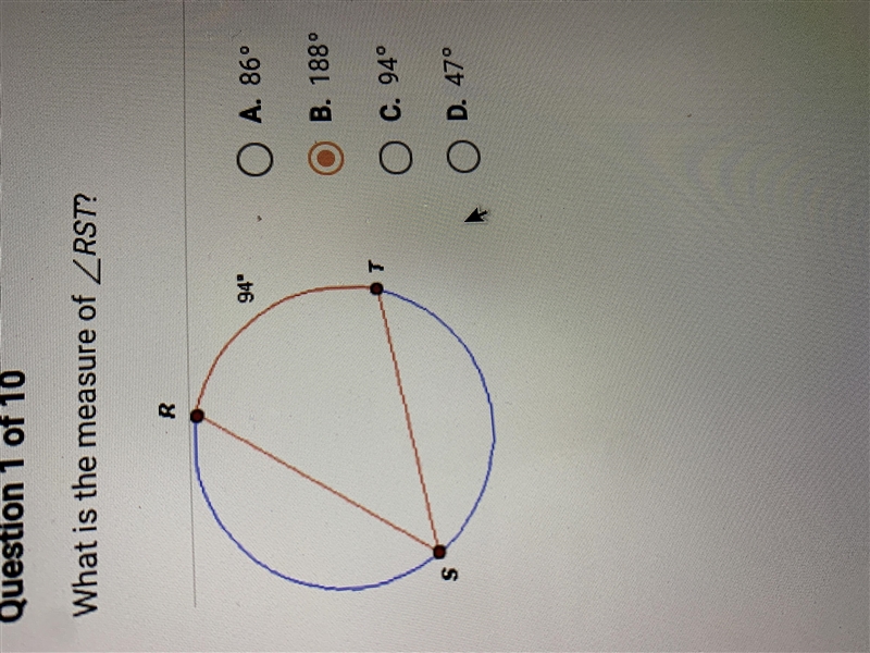 What is the measure of angle RST-example-1