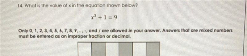 What is the value of x in the equation shown below? x3 + 1 = 9-example-1