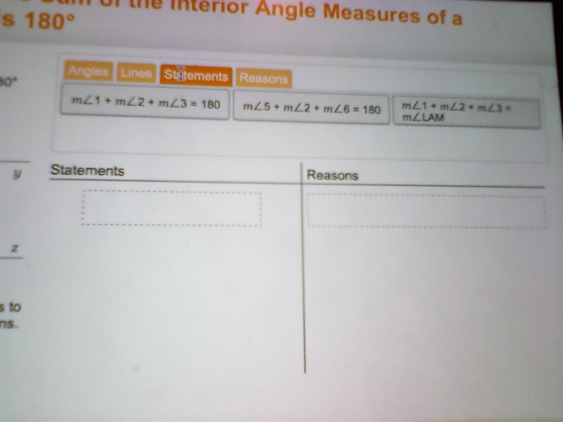 Assemble the proof by dragging tiles to the statemens and reasons columns-example-4