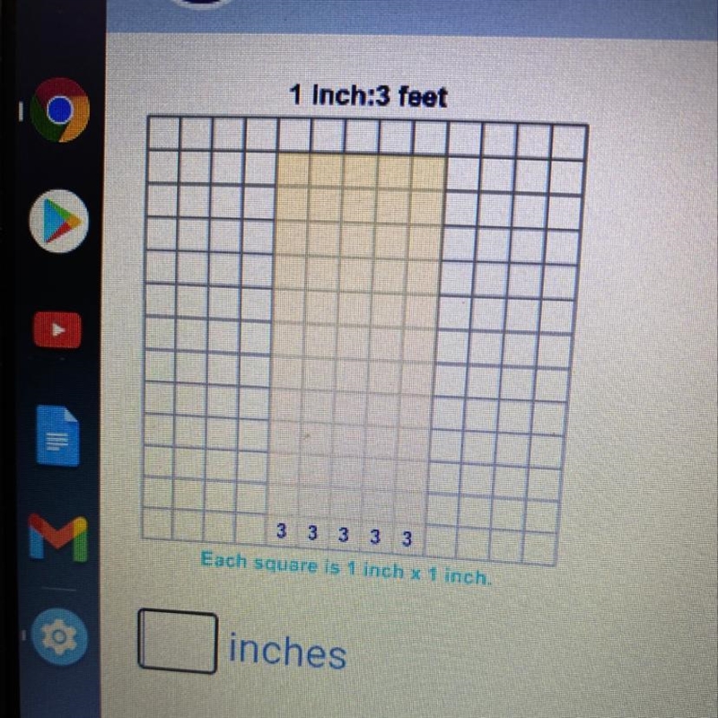 How many many inches long is the base of the building in the drawing?-example-1