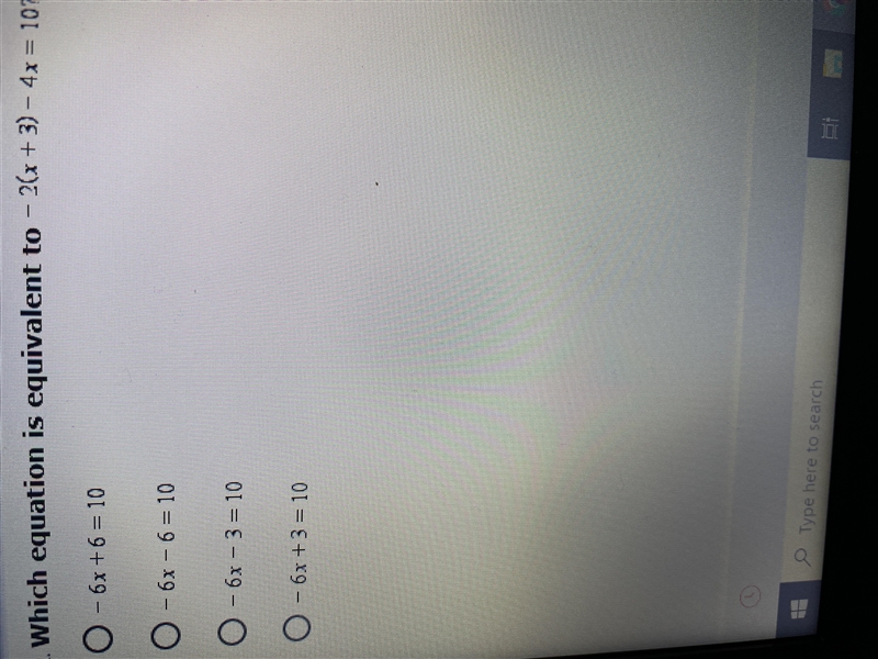 Which equation is equivalent to -2 (x+3) - 4x = 10?-example-1