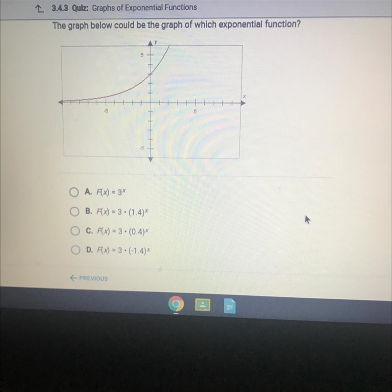 The graph below could be the graph of which exponential function?-example-1