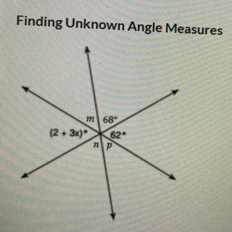 Find the x value And find the unknown angles-example-1