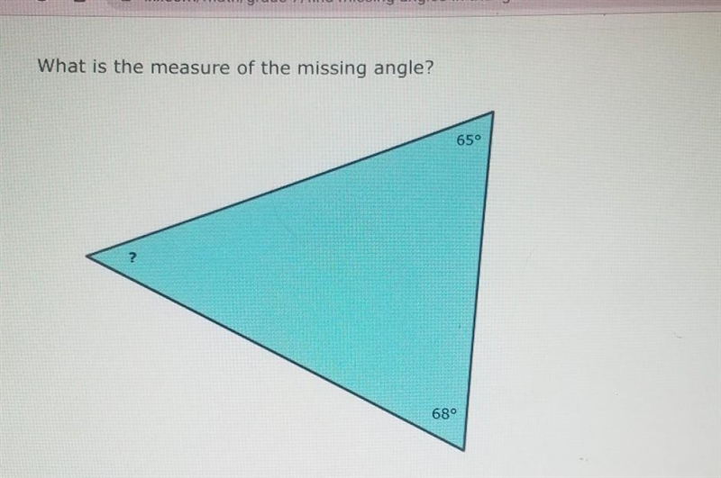 What is the measure of the missing angle? ​-example-1