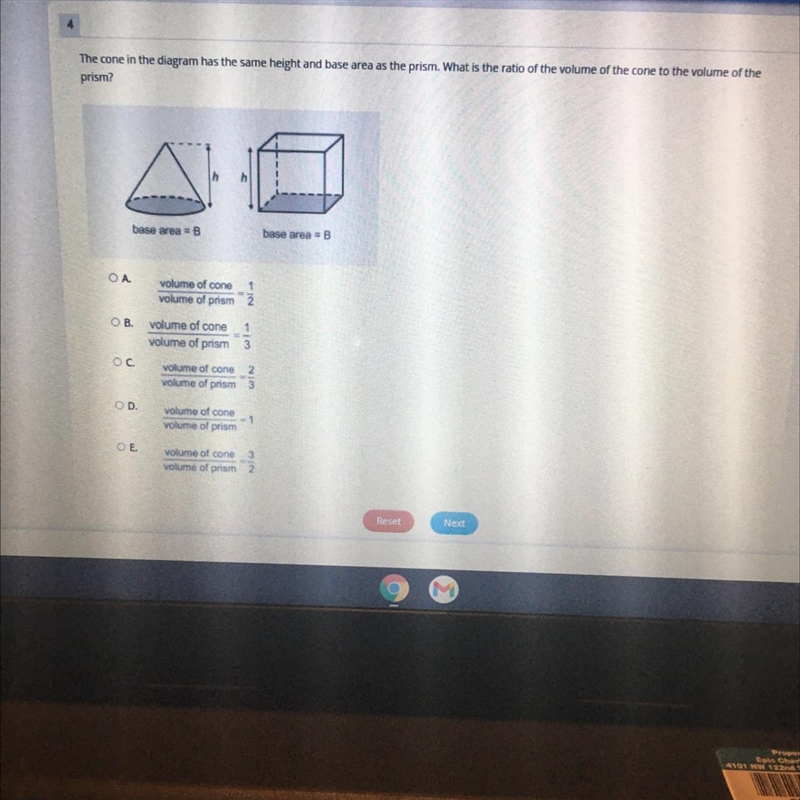 The cone in the diagram has the same height and base area as the prism. What is the-example-1