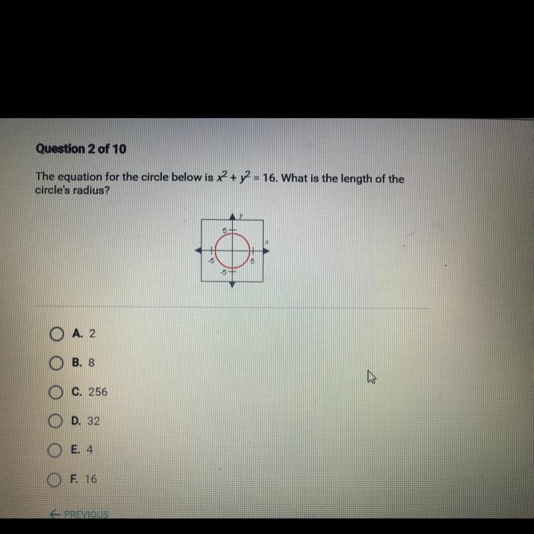 The equation for the circle below is x2 + y2 = 16. What is the length of the circle-example-1