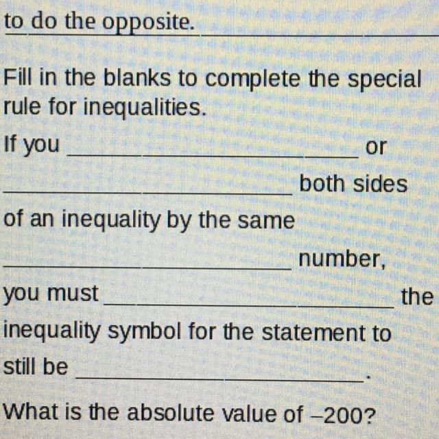 Fill in the blanks to complete the special rule for inequalities.-example-1