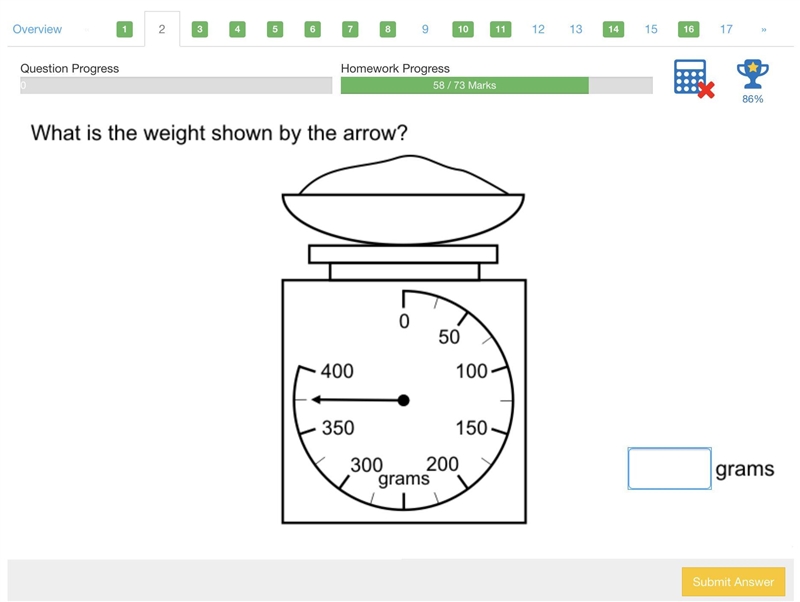 What is the weight shown by the arrow? (in grams please)-example-1