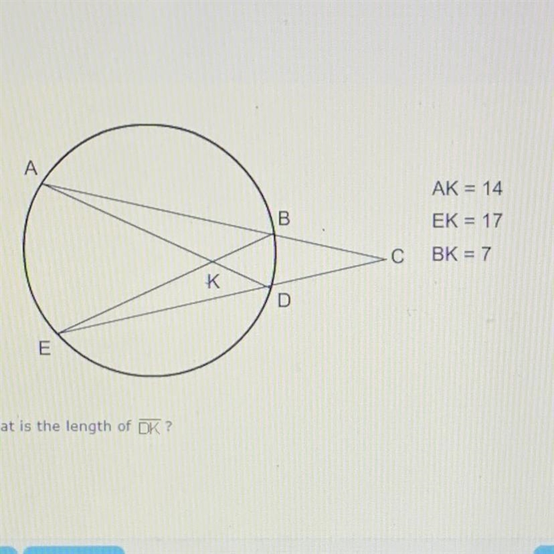 What is the length of DK? A) 8.5 B) 12.7 C) 7.0 D) 3.5-example-1