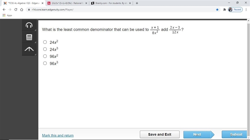 HELP ME IM TAKING THE TEST AND THEIR A TIMER What is the least common denominator-example-1