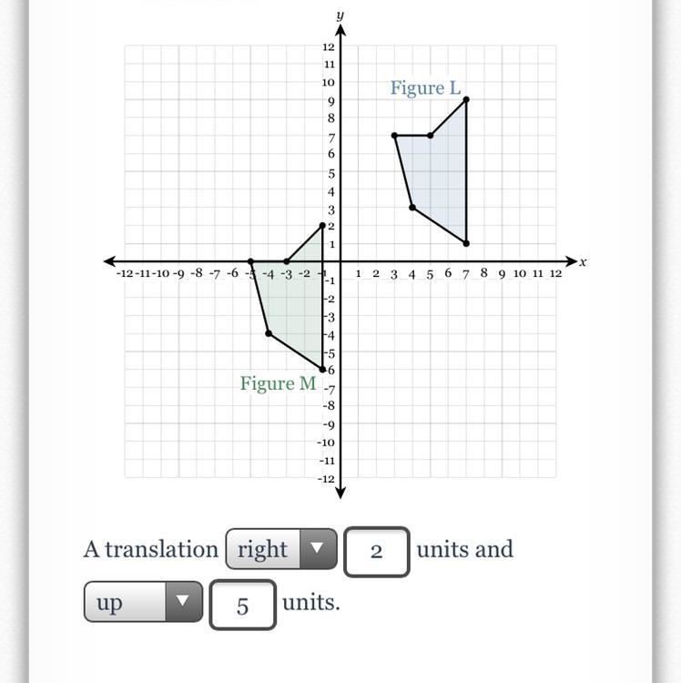 Determine which translations would map Figure L onto Figure M. Help please !!!!!!! Will-example-1