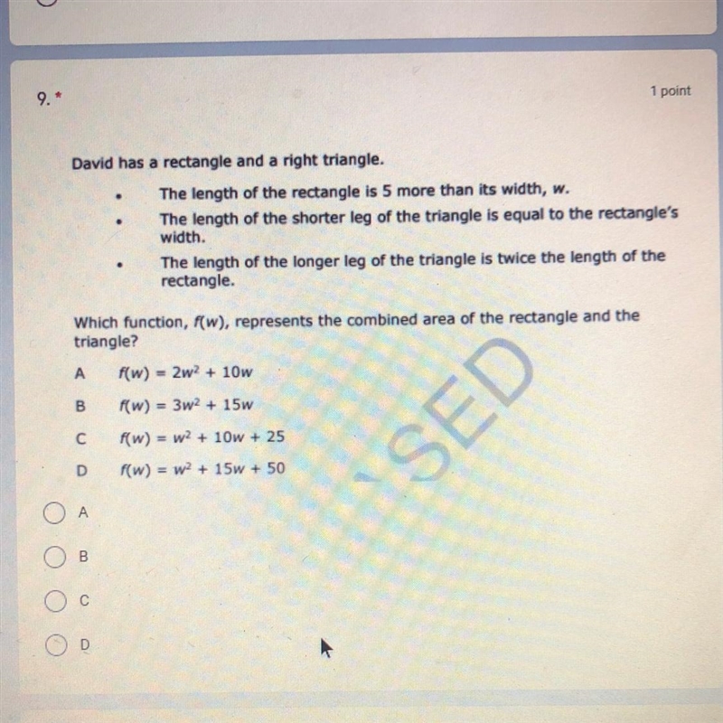 David has a rectangle and a right triangle. The length of the rectangle is 5 more-example-1