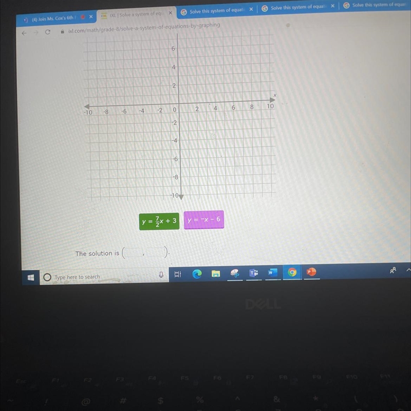 Sike this system of equations by graphing . First graph the equations and then type-example-1