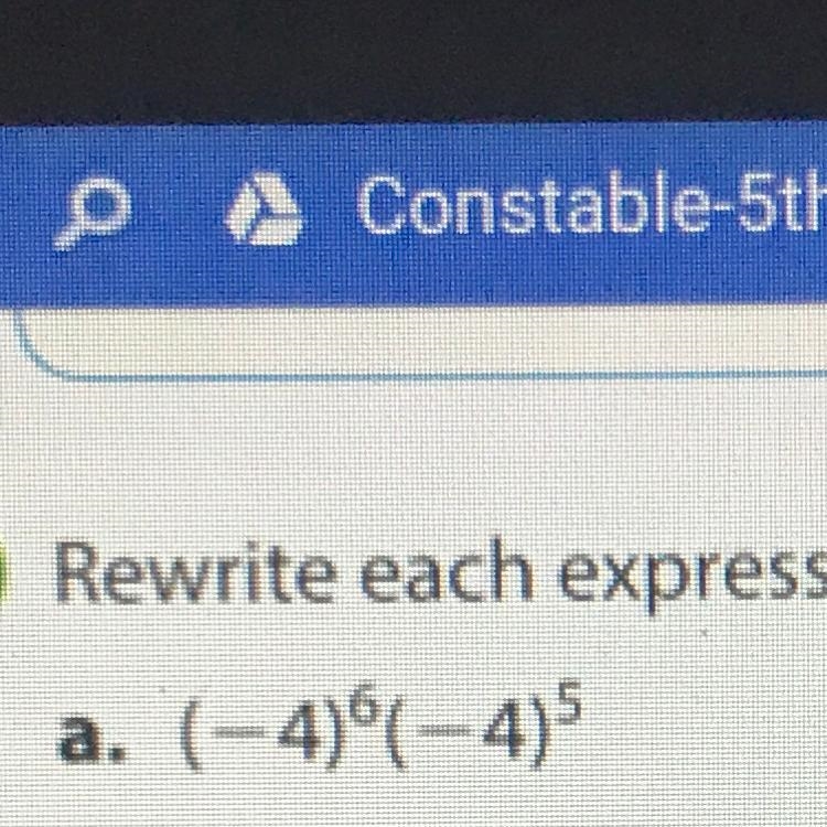 (-4)^6 (-4)^5 into a single power-example-1