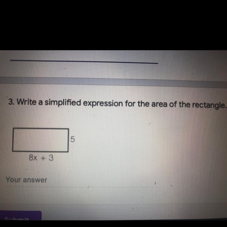 Write a simplified expression for the area of the rectangle-example-1