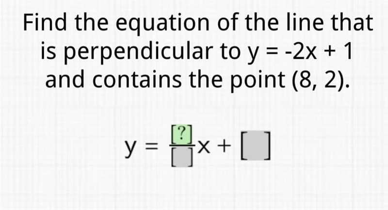 Find the equation of the line that is perpendicular to y=-2x+1 and contains the point-example-1