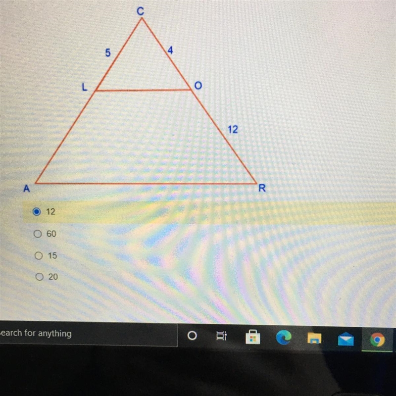 Find the length of LA￼ Triangle proportionality-example-1