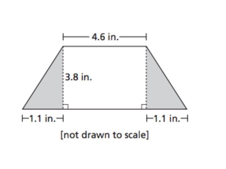 The trapezoid shown above has an area of 21.66 square inches. What is the total area-example-1