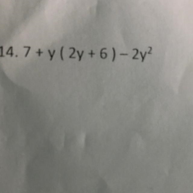 14. 7 + y ( 2y + 6) - 2y?-example-1