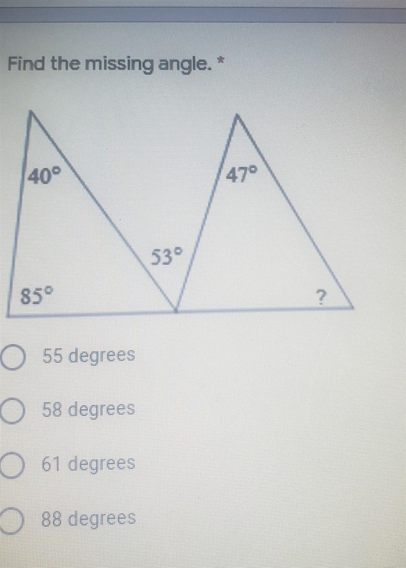 Find the missing angle. ​-example-1