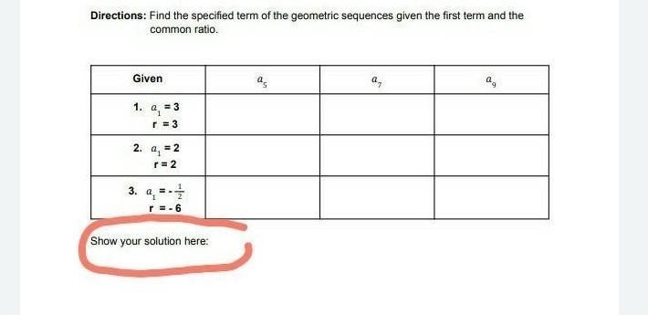 Directions: Find the specified term of the geometric sequences given the first term-example-1