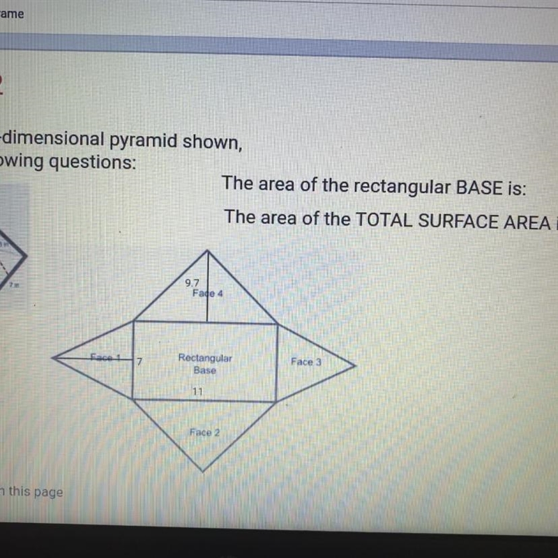 PLSSS HELP QUICK!! Find the area of the rectangular base-example-1