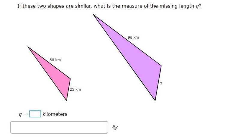 Please Help! if these two shapes are similar, what is the measure of missing length-example-1