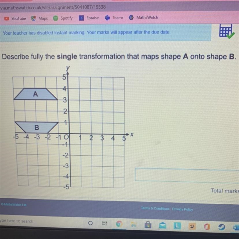 PLEASE HELP THIS IS DUE IN 20 MINUTES Describe fully the single transformation that-example-1