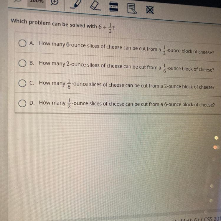 Which problem can be solved with 6divided 1/2￼-example-1