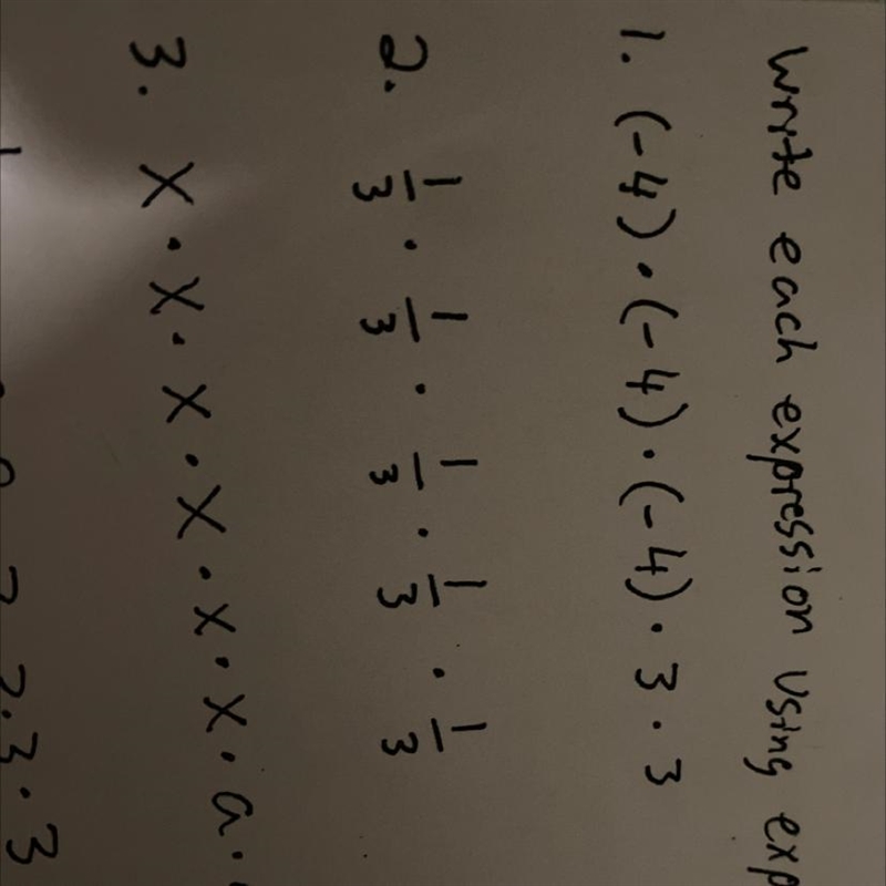 Please help with these! write each expression using exponents-example-1