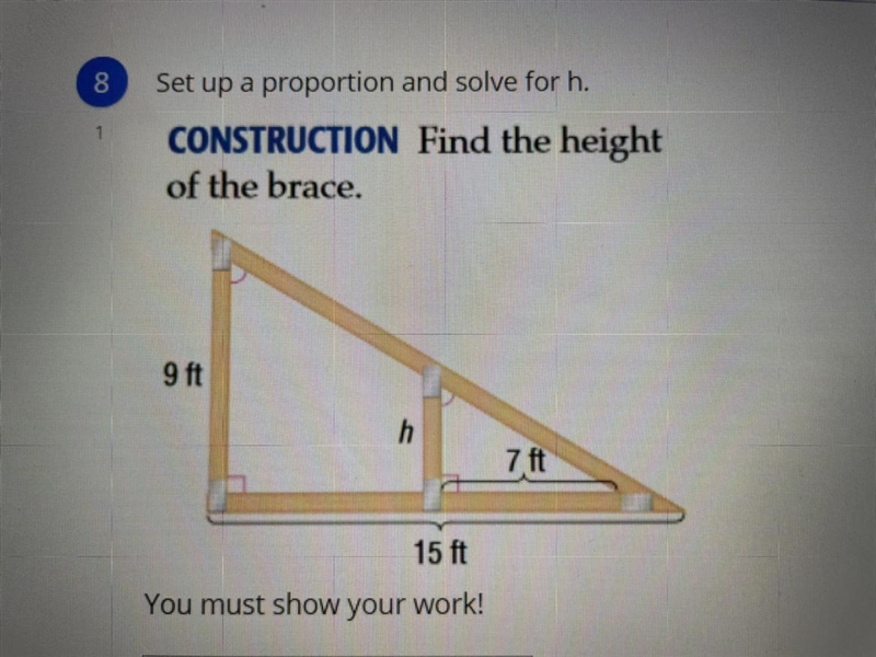 Set up a proportion. What is h?-example-1