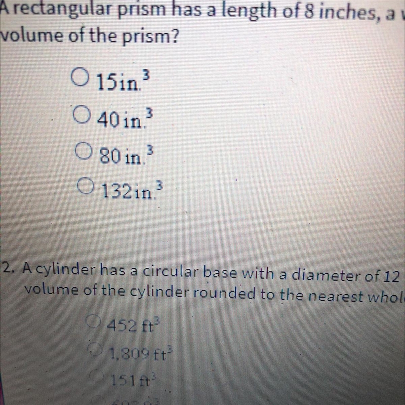 A rectangular prism has a length of 8 inches a width of 5 inches, and a height of-example-1