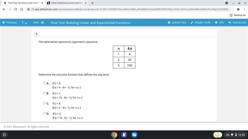 Help me someone The table below represents a geometric sequence.-example-1