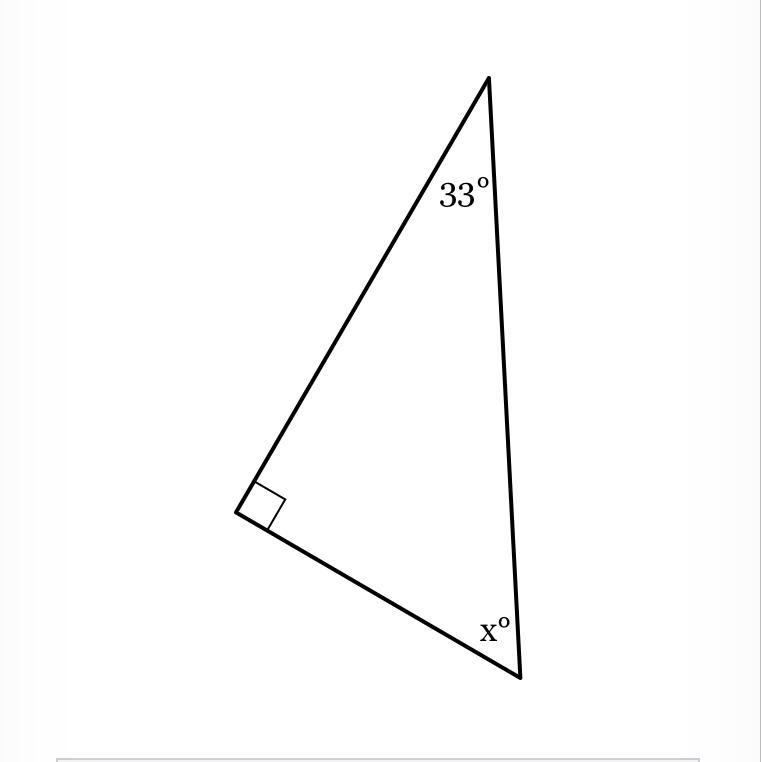 The measures of the angles of a triangle are shown in the figure below. Solve for-example-1