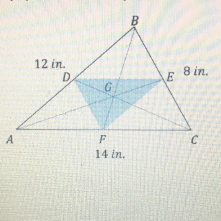 In triangle ABC below, D,E, and F are midpoints. What is the perimeter of DEF? 4in-example-1