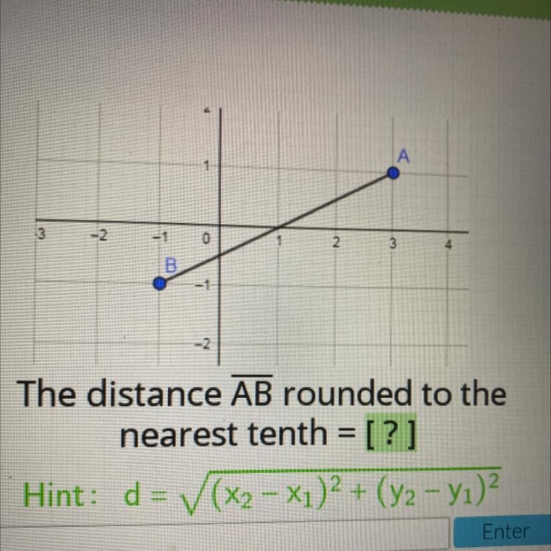 The distance AB rounded to the nearest tenth = [ ? ]-example-1