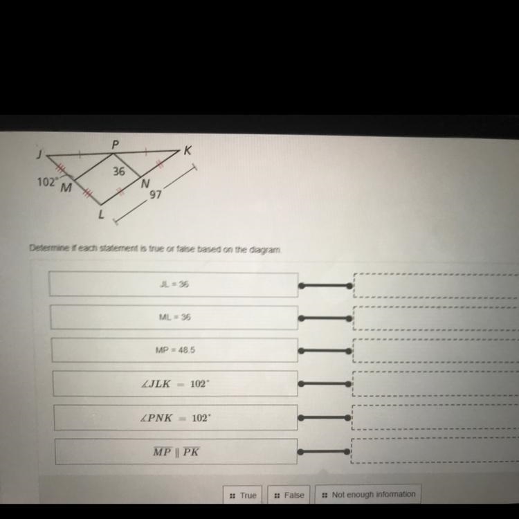 Determine if each statement is true or false based on the diagram.-example-1