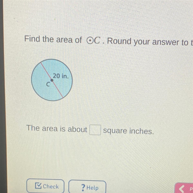 Find the area of oC. Round your answer to the nearest hundredth,-example-1