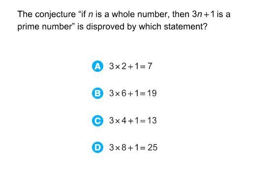 The conjecture "if n is a whole number then 3n+1 is a prime number" is disapproved-example-1