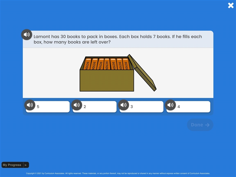 Lamont has 30 books to pack in boxes . Each box holds 7 books. If he fills each box-example-1