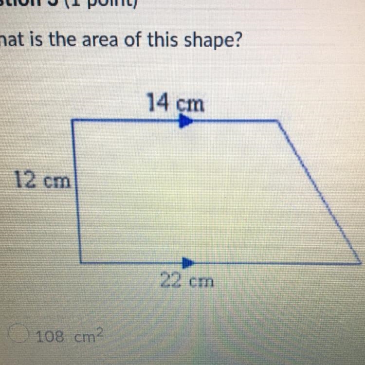 What is the area of this shape? A.108 B.216 C.60 D.432-example-1