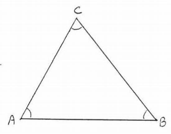 3. Triangle ABC has angle measures as noted below. Please note this triangle is not-example-1