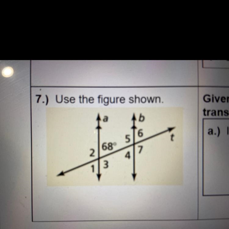 A.) If m 1 = 3x - 7, find x.-example-1