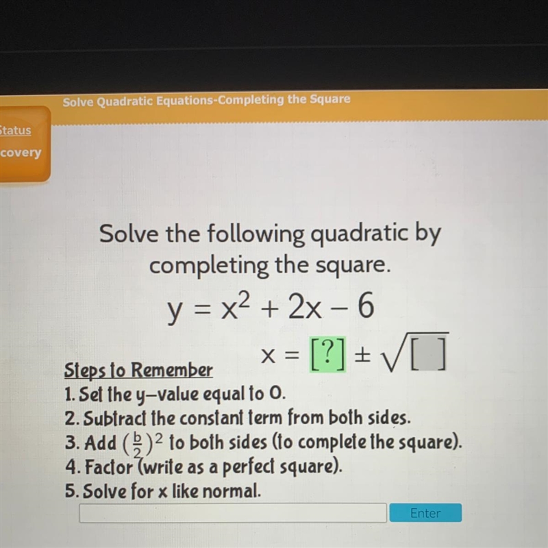 No links or I’m reporting Solve the following quadratic by completing the square. y-example-1