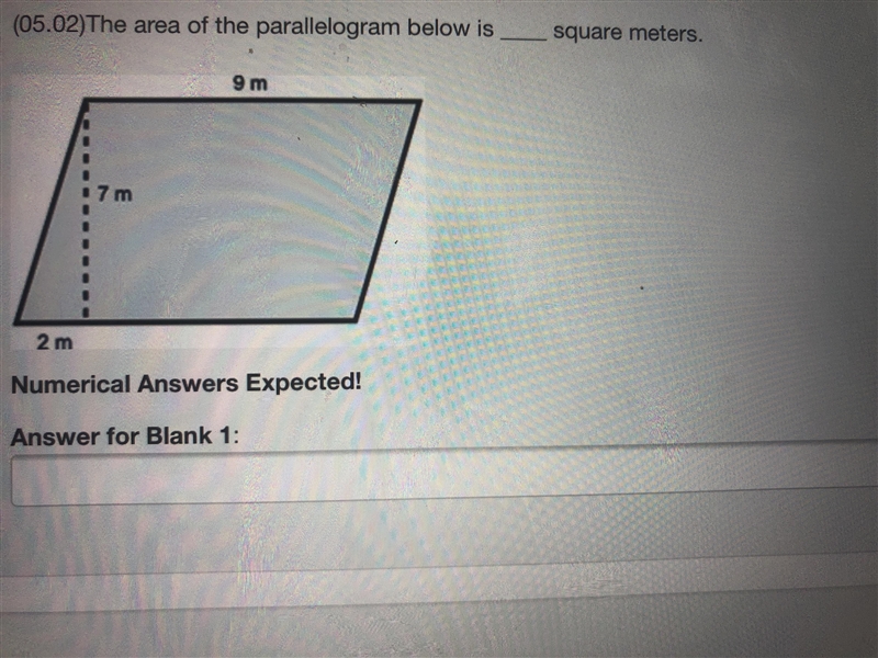 (5.02) The area of the parallelogram below is ___ square meters.-example-1