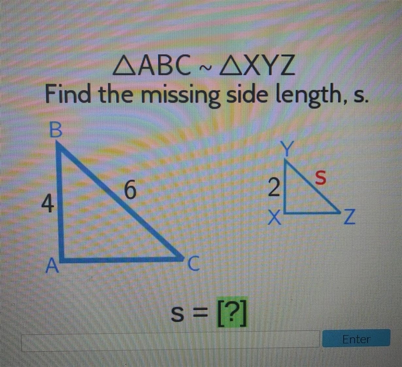 Find the missing side length, S. ​-example-1