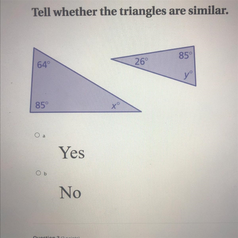 Tell whether the triangles are similar. Yes or No-example-1