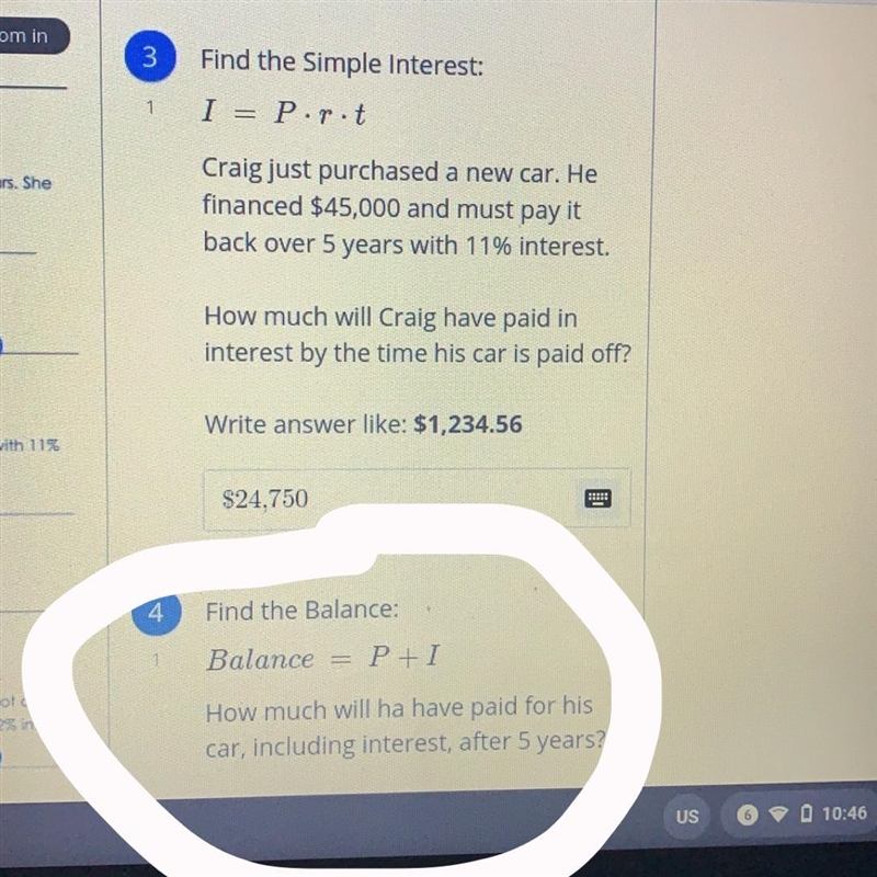 Find the Balance: Balance = P +I How much will ha have paid for his car, including-example-1