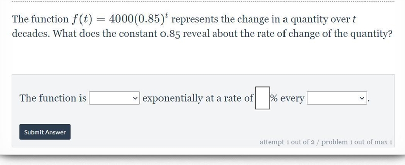 No Links or I will report you Algebra 1 help 2 questions Interpret Exponential Function-example-1